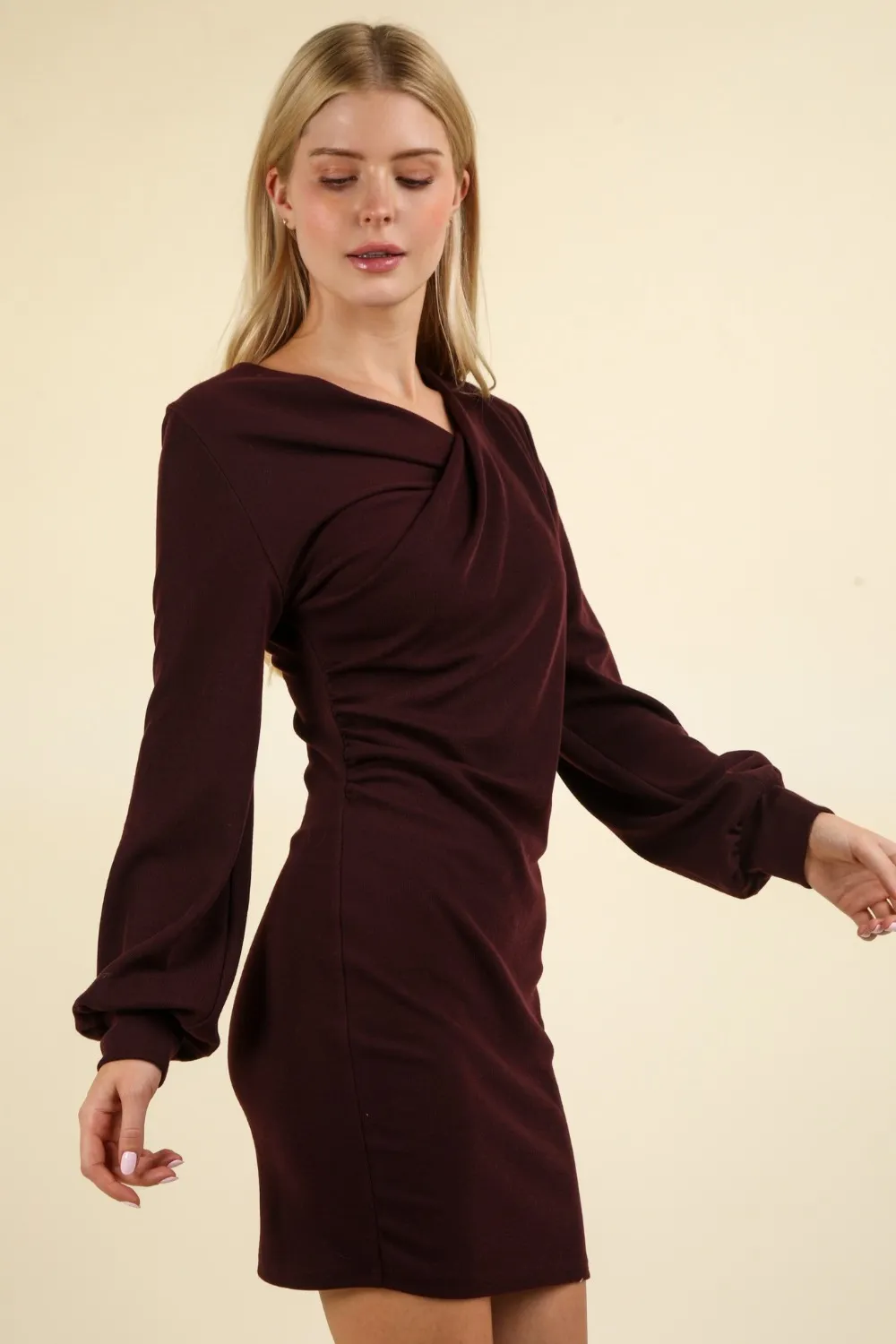 Ruched Detail Bodycon Mini Dress, image 3