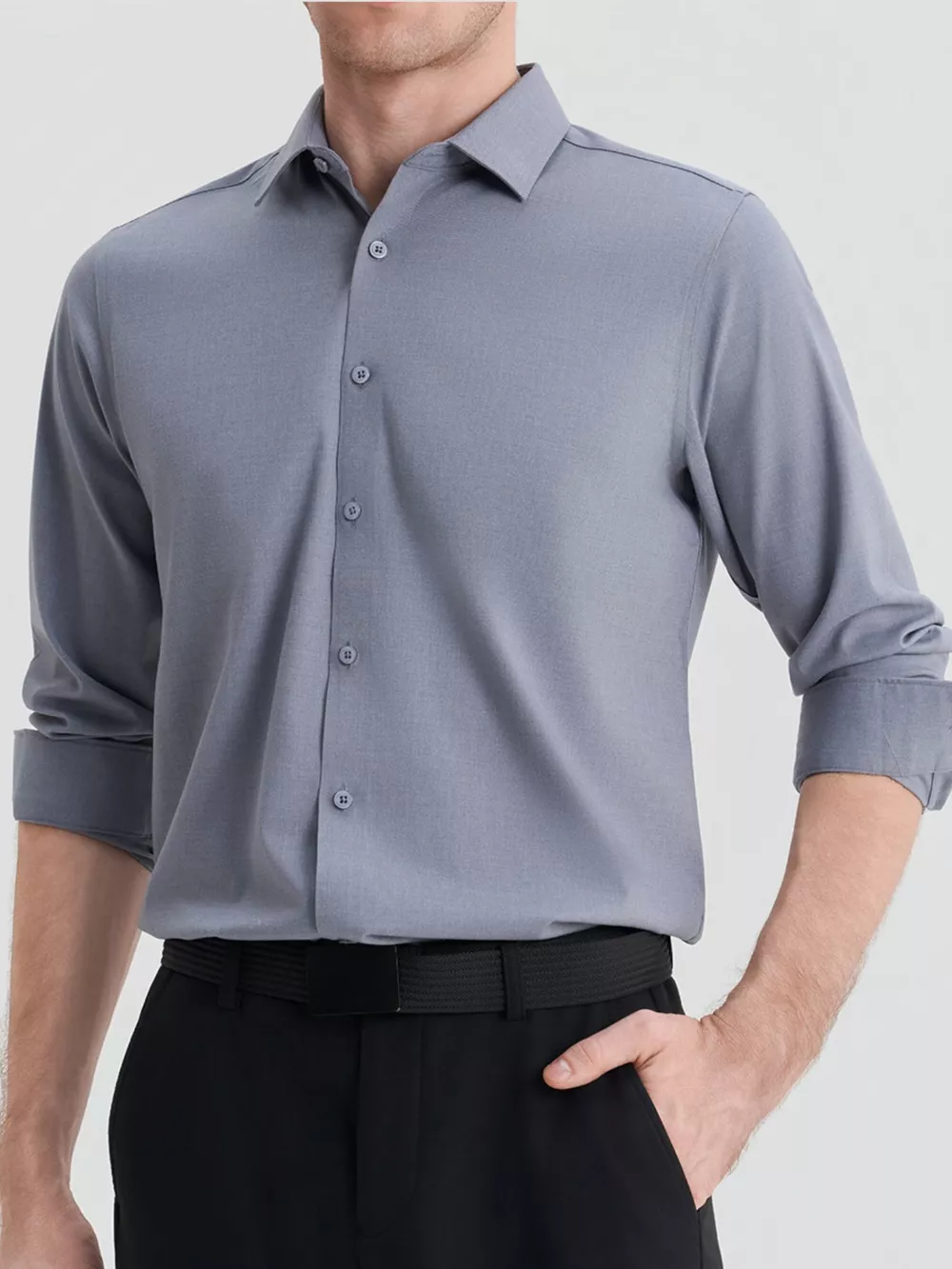 Men's Full Size Slim Fit Long Sleeve Shirt Plus Size, image 2