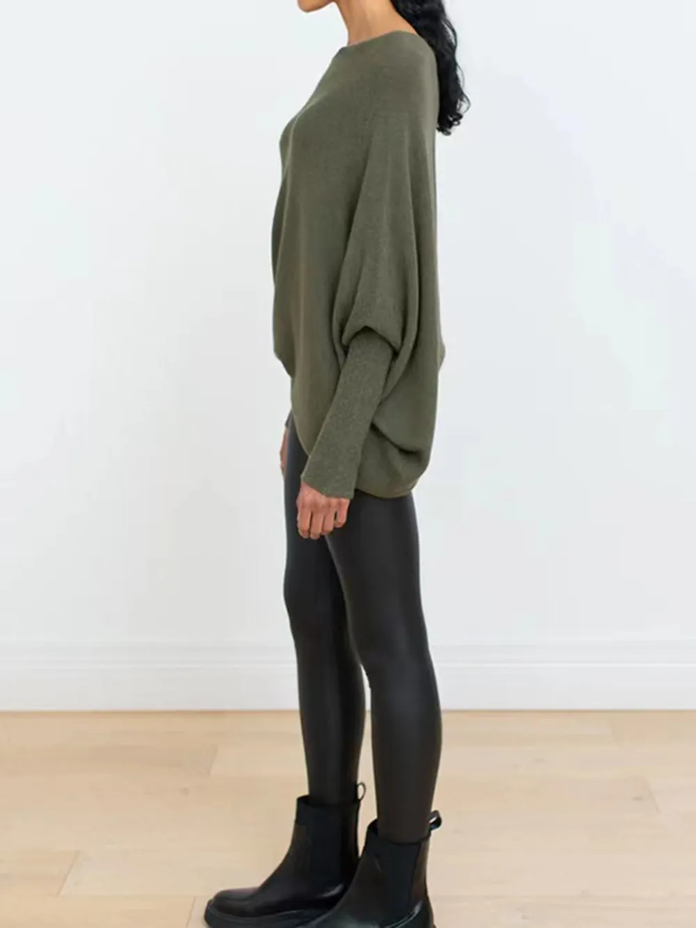 Full Size Boat Neck Batwing Sleeve Knit Top, image 23