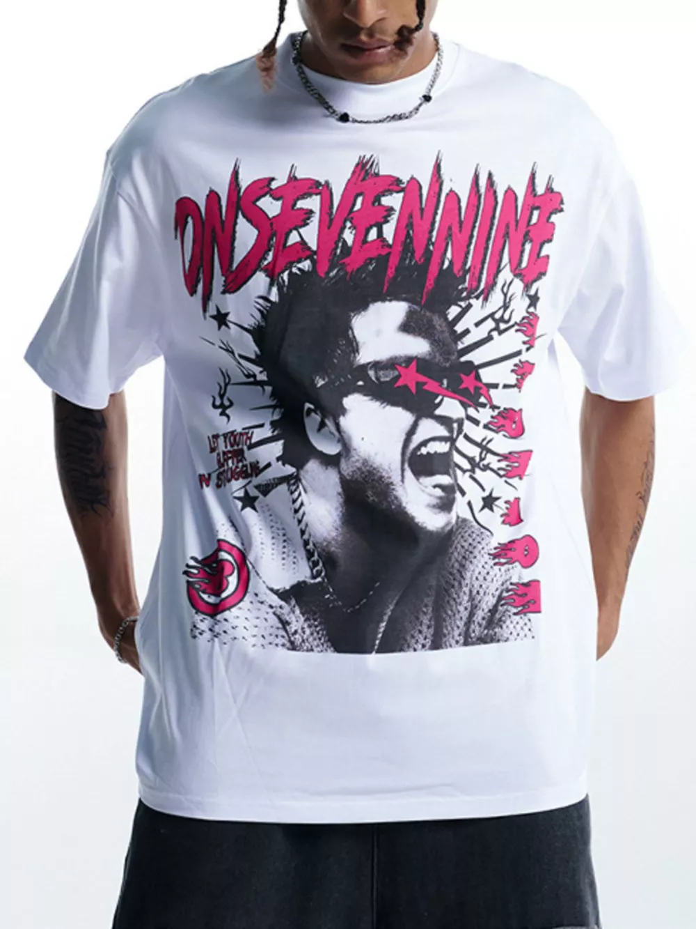 Men's Graphic Round Neck Oversized T-Shirt, image 3