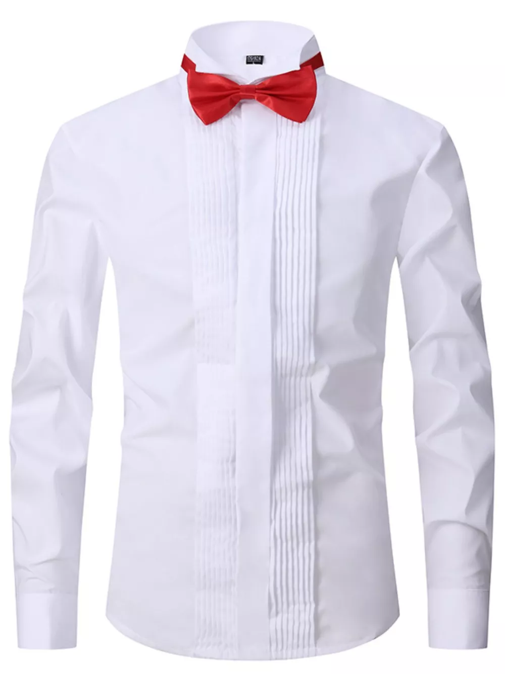 Men's Full Size Long Sleeve Shirt with Bow Tie Plus Size, image 3