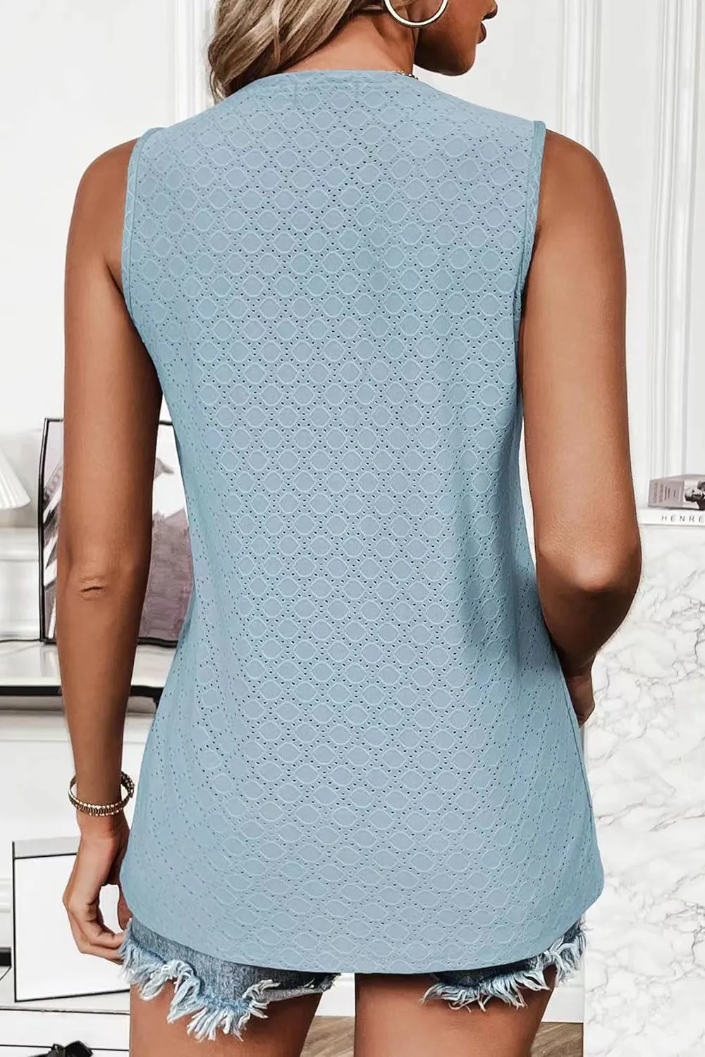 Eyelet Round Neck Tank, image 24