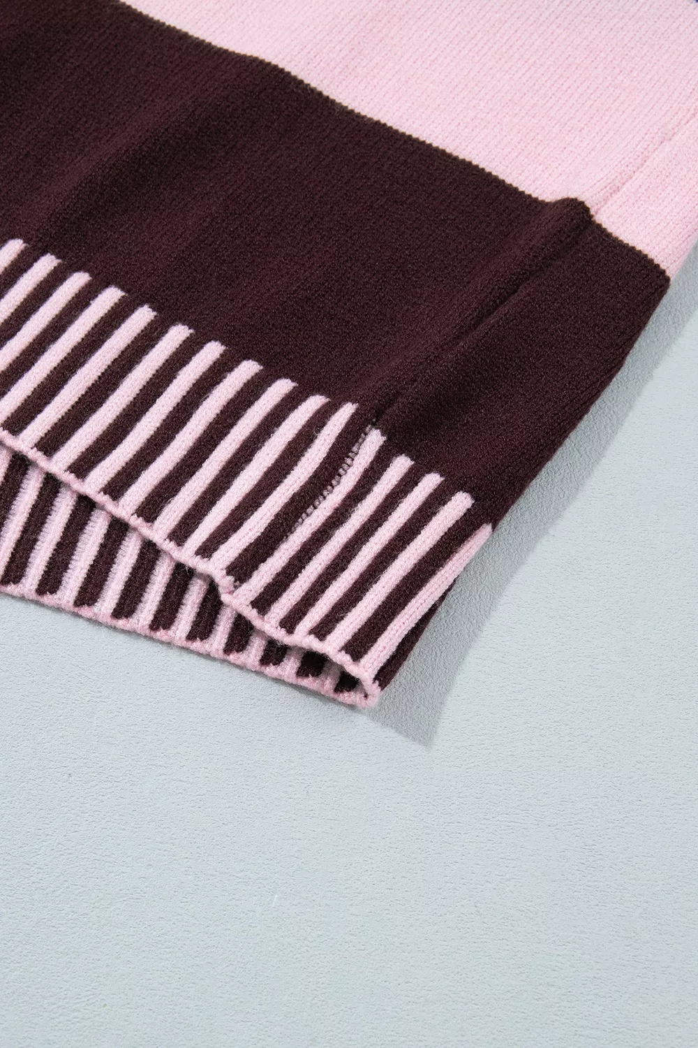 Stripe Contrast High Neck Dropped Shoulder Relaxed Sweater, image 10