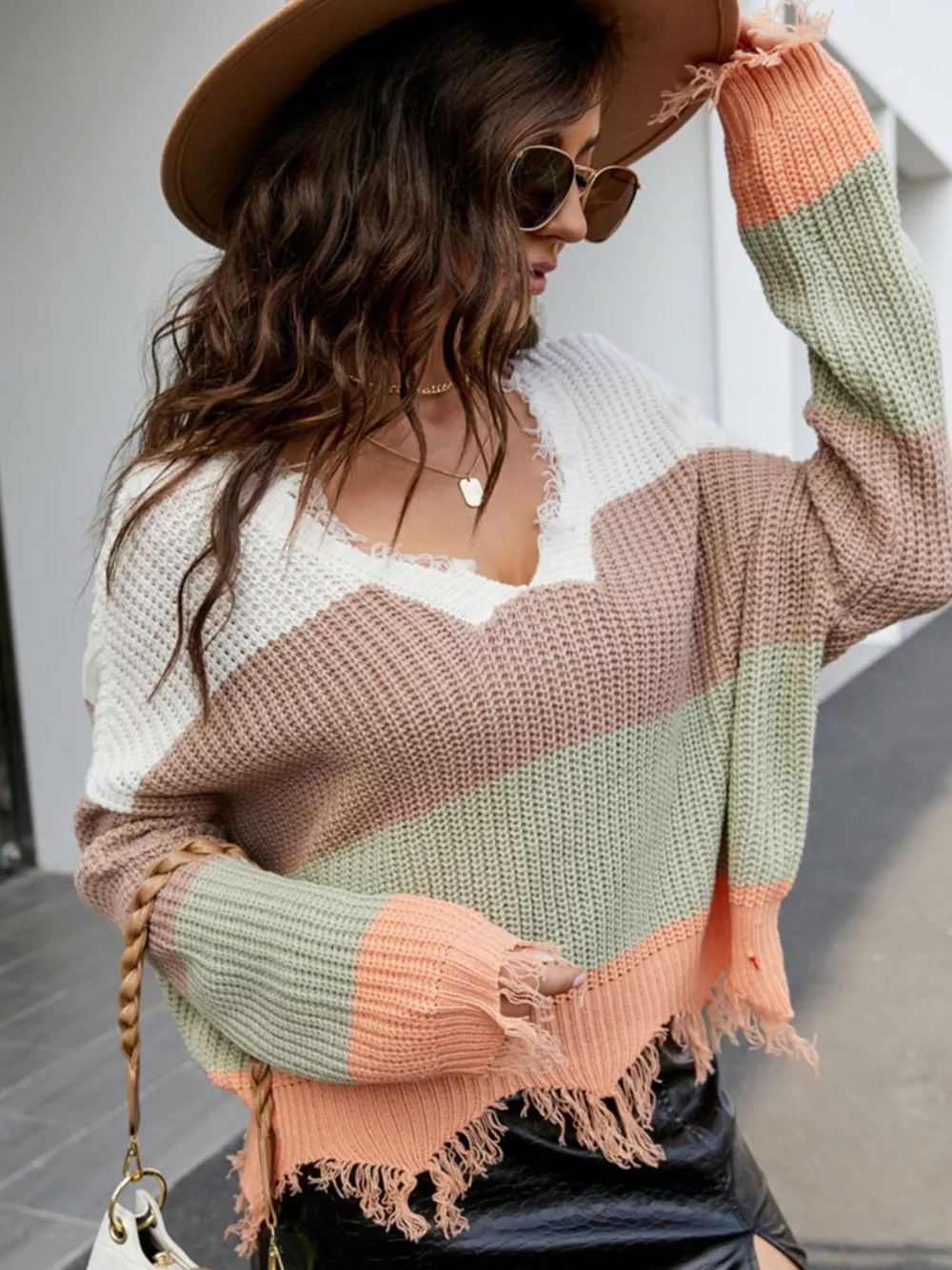 Frayed Hem Long Sleeve Sweater, image 29