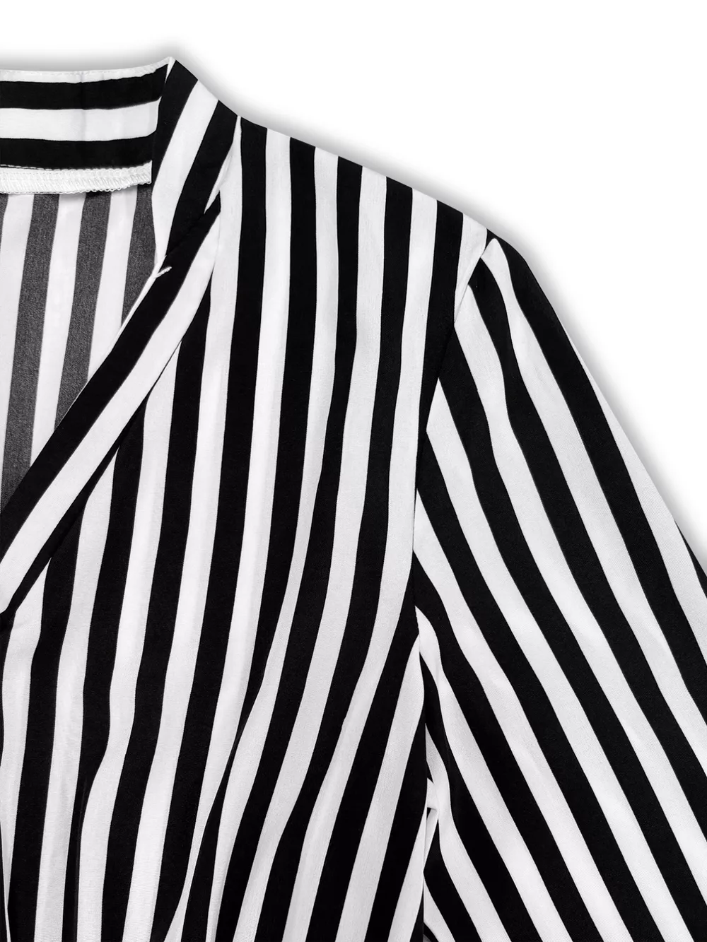 Striped Notched Long Sleeve Midi Dress, image 8