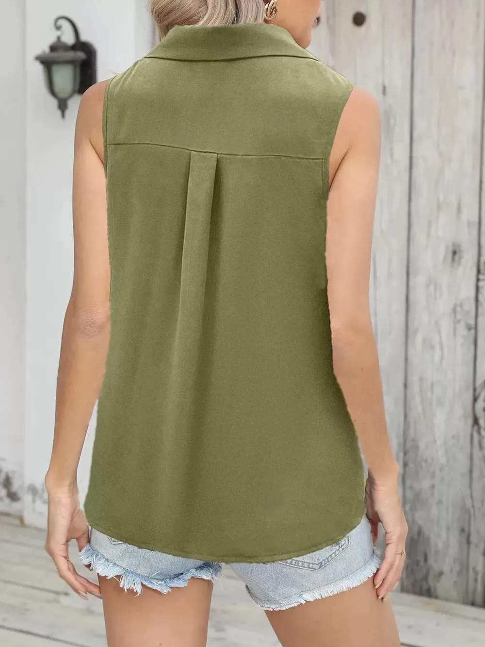 Johnny Collared Button Up Sleeveless Top, image 5