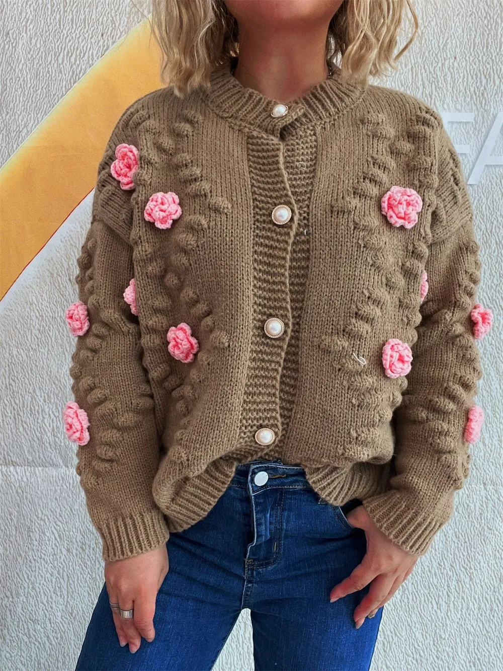 Flower Button Up Long Sleeve Cardigan, image 11