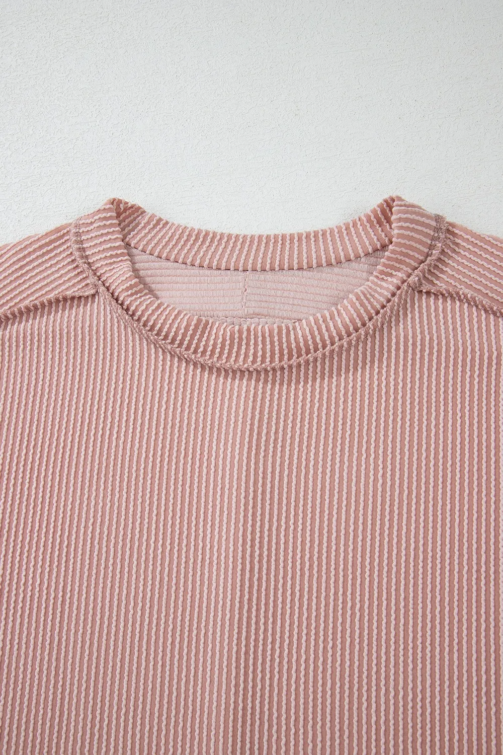 Casual Ribbed Short Sleeve Round Neck T-Shirt, image 26
