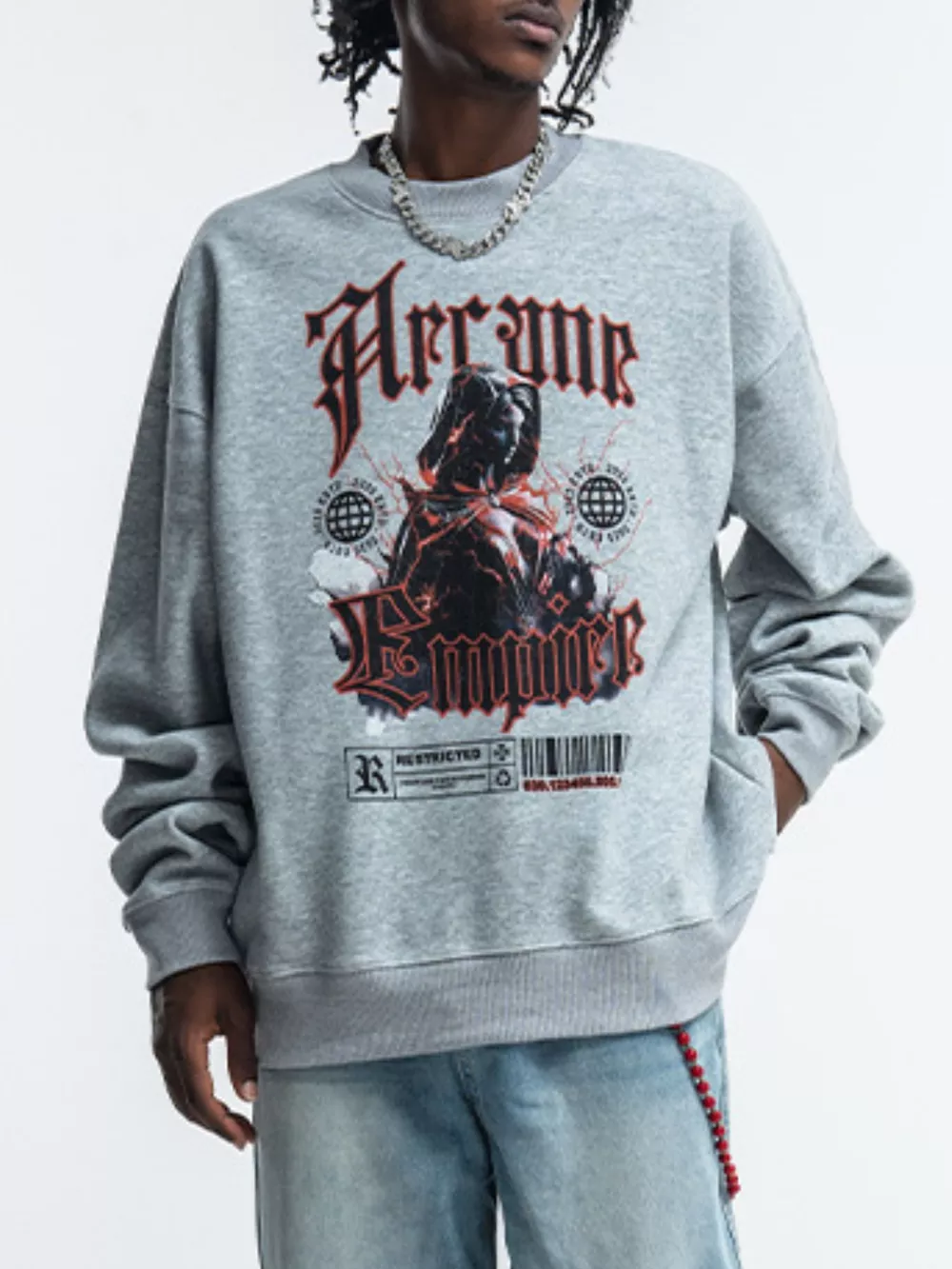 Men's Gothic Graphic Crewneck Sweatshirt, image 2