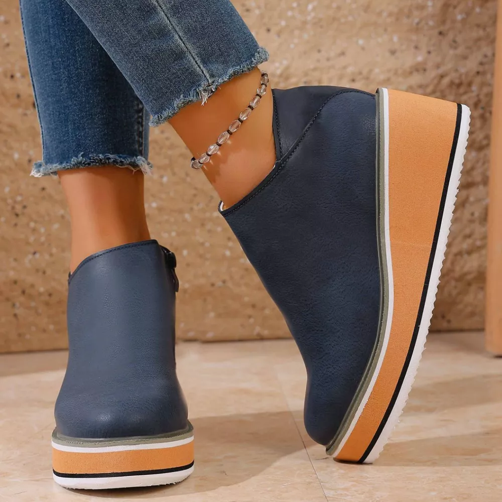 Round Toe Wedge Ankle Boots, image 22