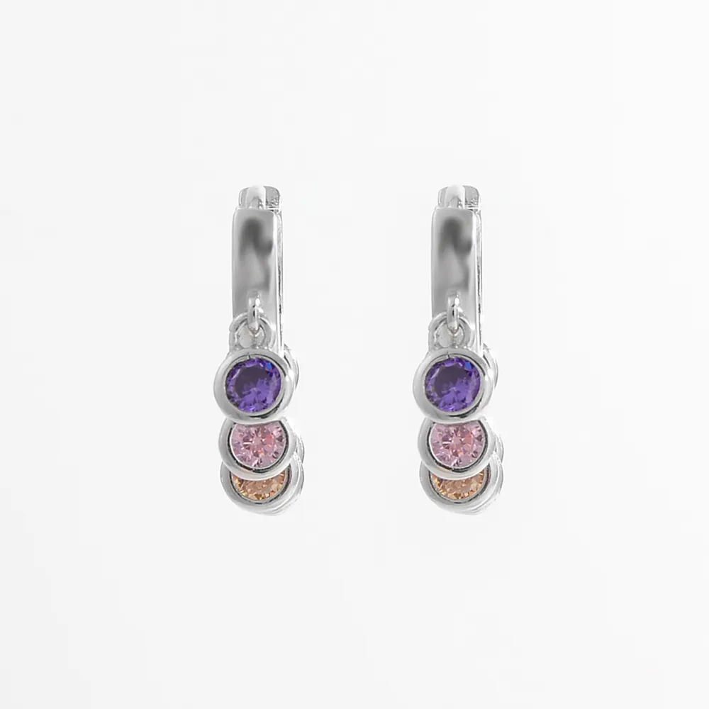 Zircon 925 Sterling Silver Huggie Earrings, image 3