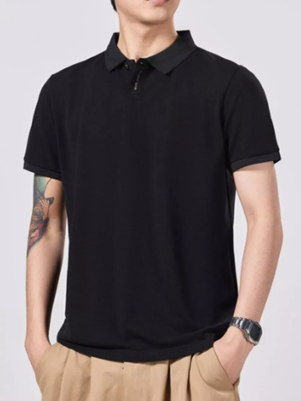 Men's Plus Size Collared Neck Short Sleeve Polo, image 4