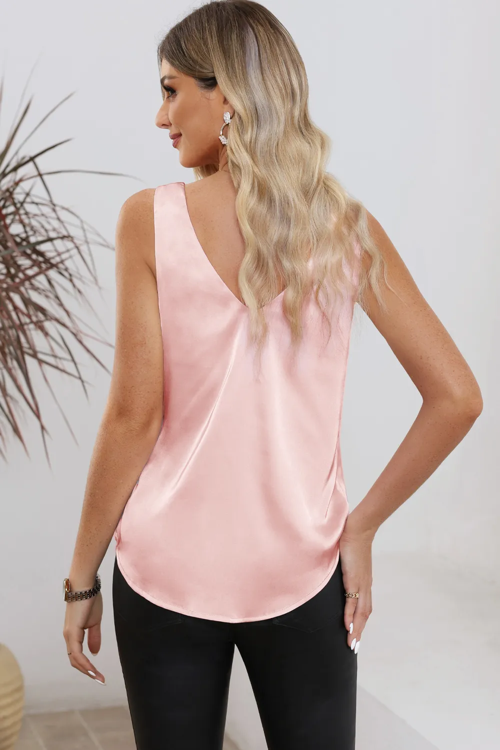 Solid V-Neck Wide Strap Tank, image 20