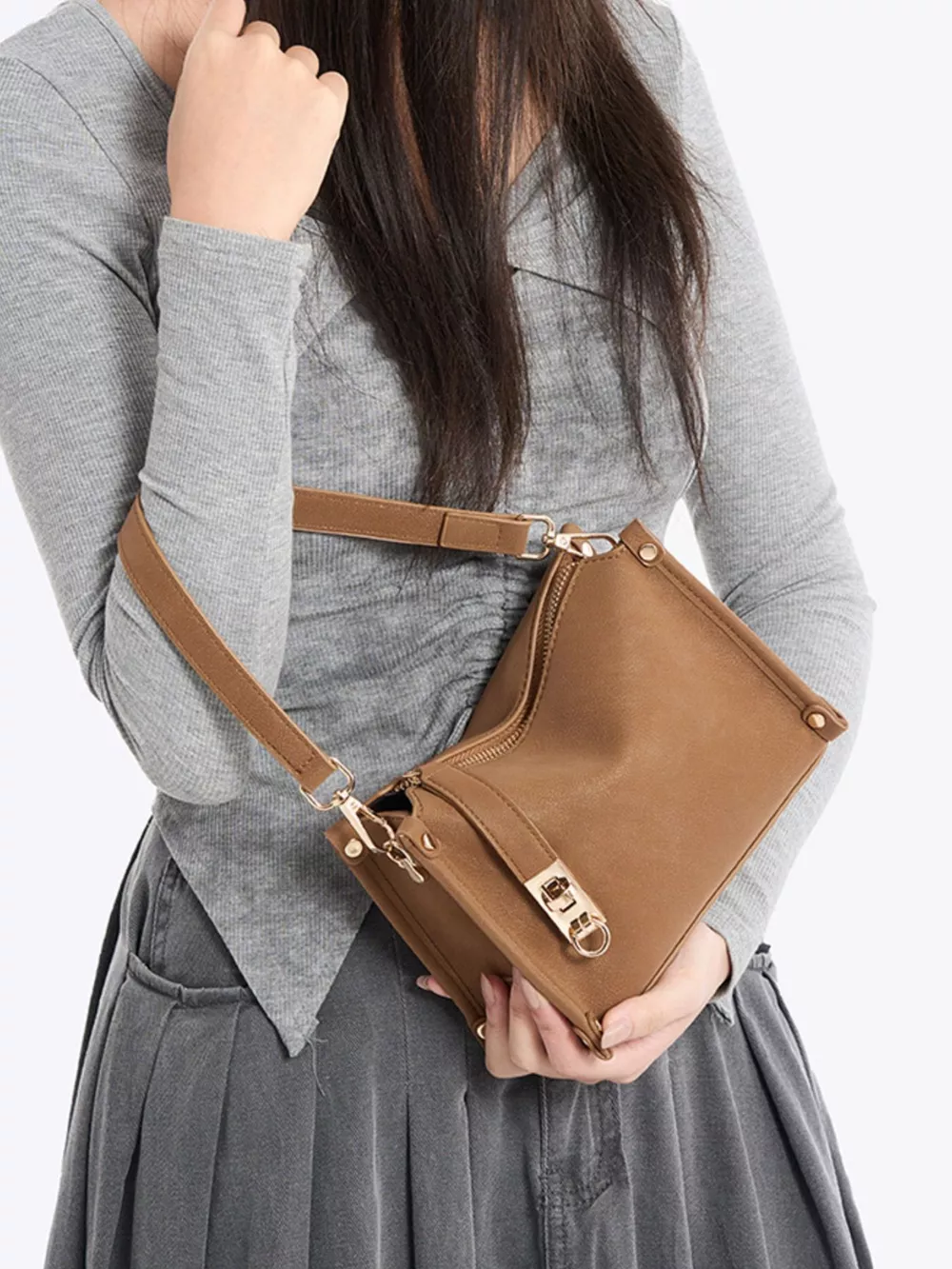 PU Leather Crossbody Bag with Adjustable Strap, image 12