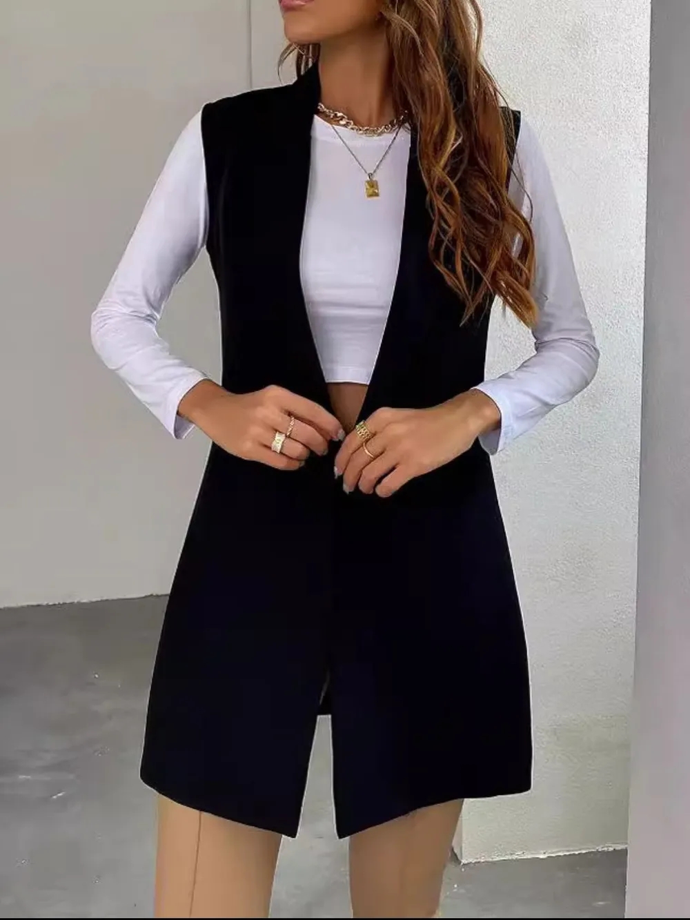 Open Front Longline Vest Coat, image 5