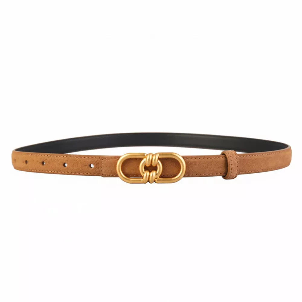 Golden Buckle Leather Belt, image 4