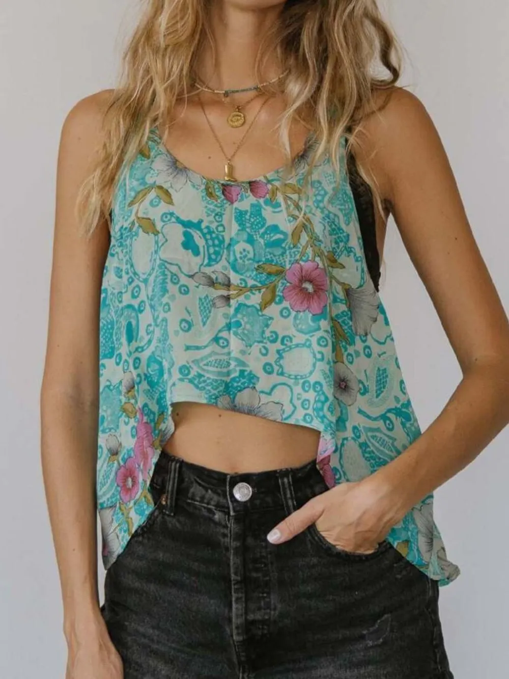 Printed Scoop Neck Tank, image 2