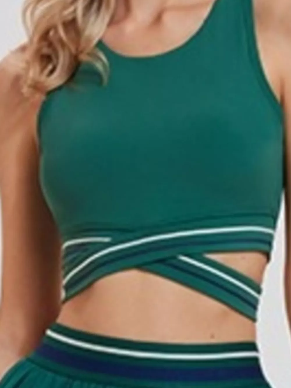 Full Size Criss-Cross Hem Active Tank Plus Size, image 2
