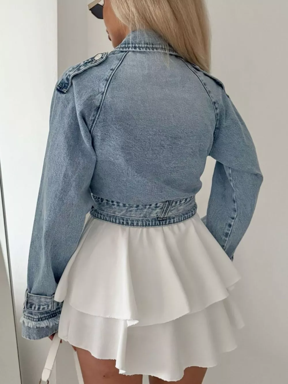 Long Sleeve Crop Denim Jacket, image 3