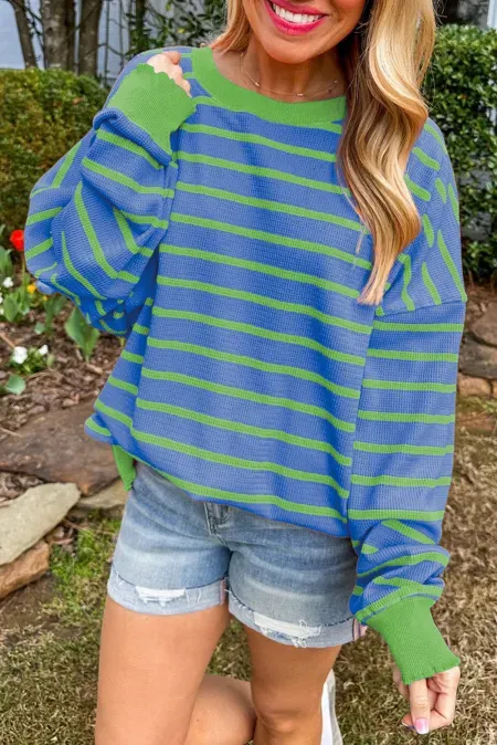 Striped Round Neck Long Sleeve Sweater, image 14