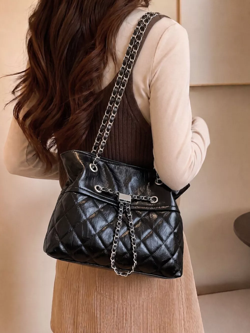 Quilted Chain Shoulder Bag, image 5