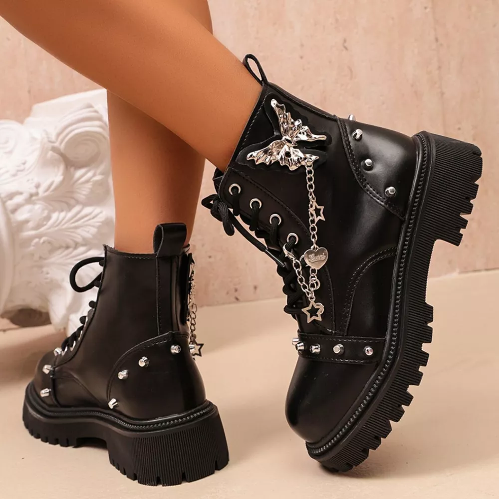 Round Toe Lace Up Boots, image 3