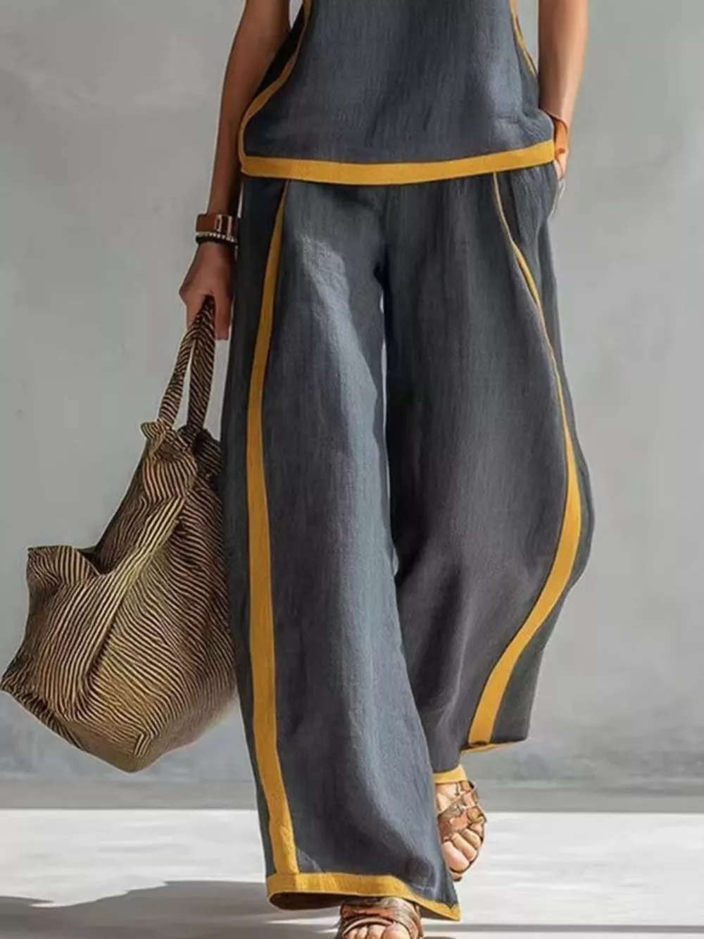 Sleeveless Tank Top and Wide-Leg Pants Set, image 2