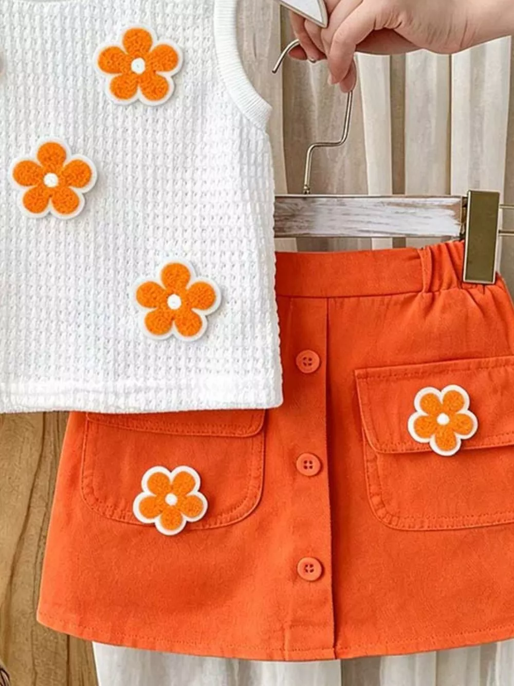 Children's Flower Sleeveless Top and Skirt Set, image 8