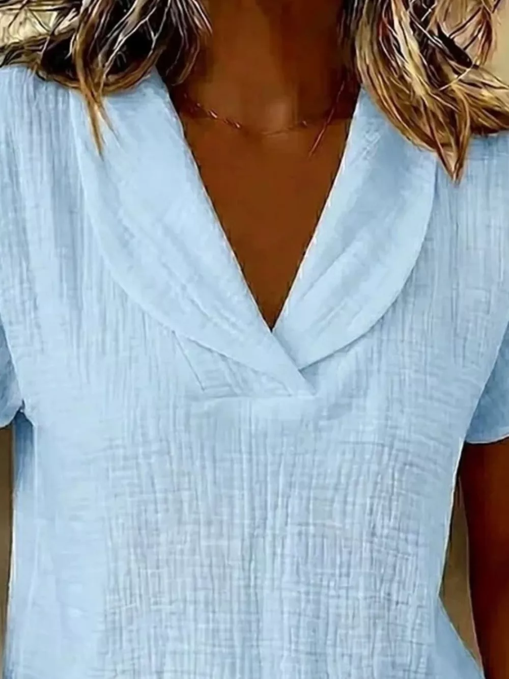 Full Size Textured Short Sleeve Blouse Plus Size, image 9