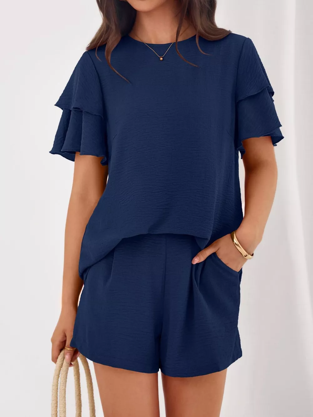 Ruffle Sleeve Top and Shorts Two-Piece Set, image 19