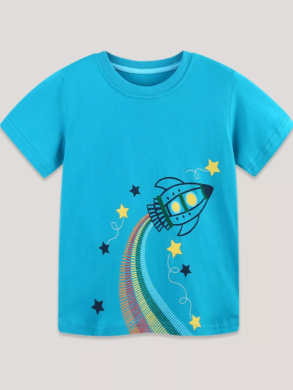 Kids' Rocket Graphic Round Neck T-Shirt