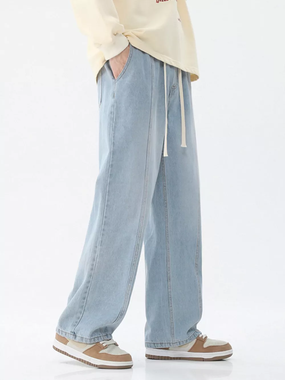 Men's Full Size Drawstring Wide Leg Jeans Plus Size, image 7