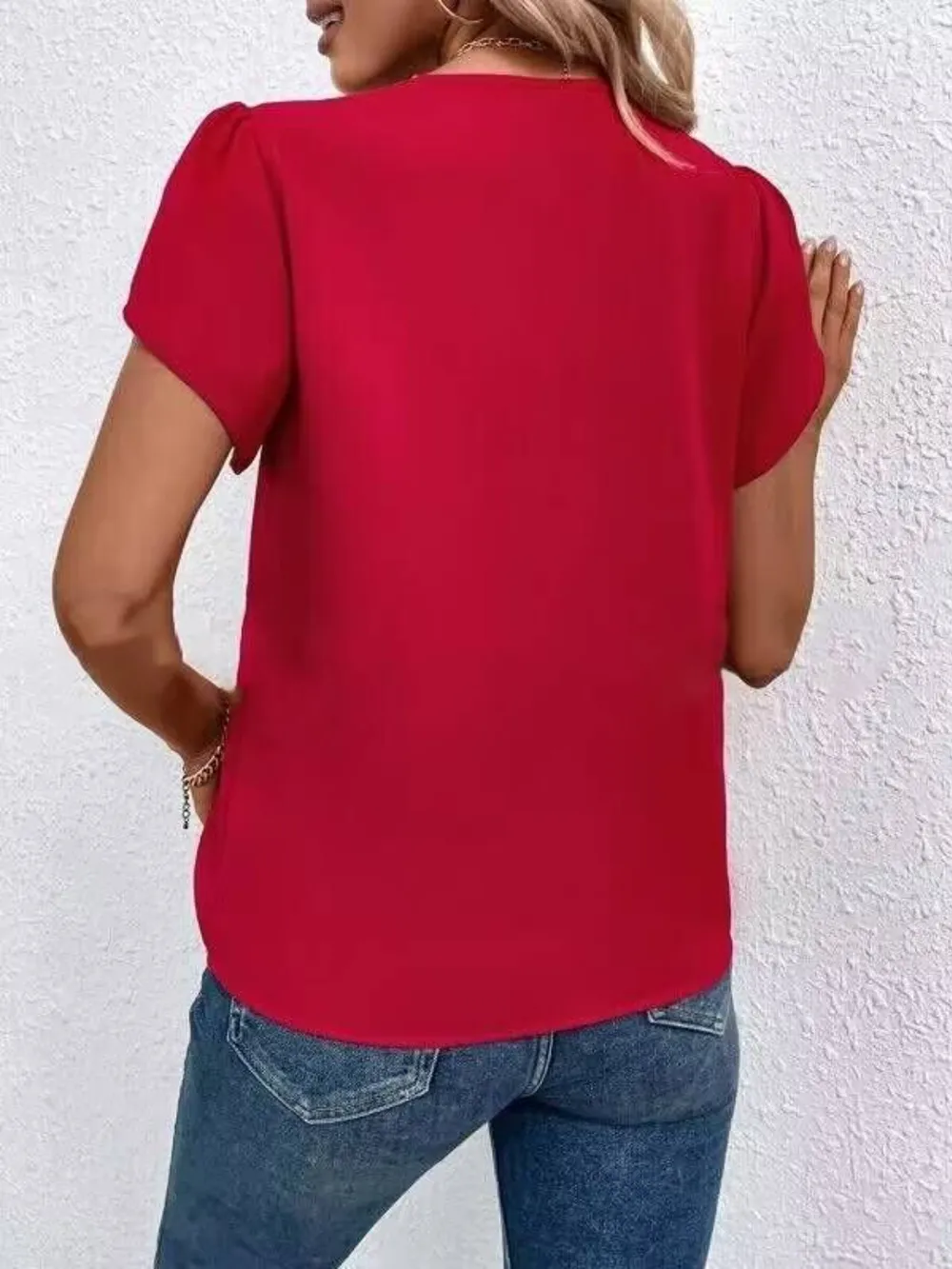 V-Neck Petal Sleeve Blouse, image 5