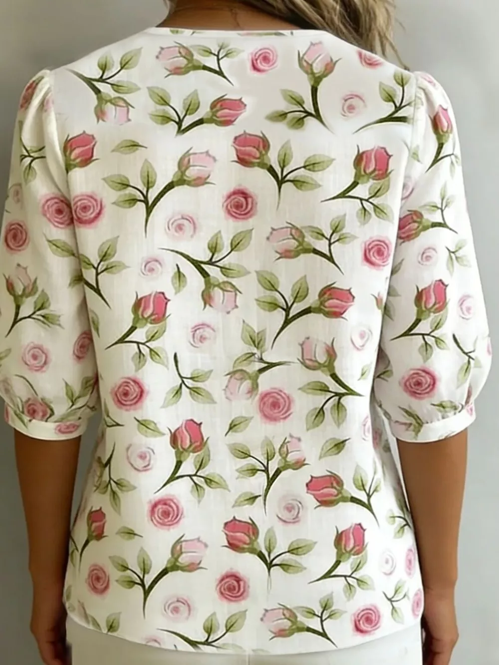 Daisy Print Peter Pan Collar Button-Down Shirt, image 6