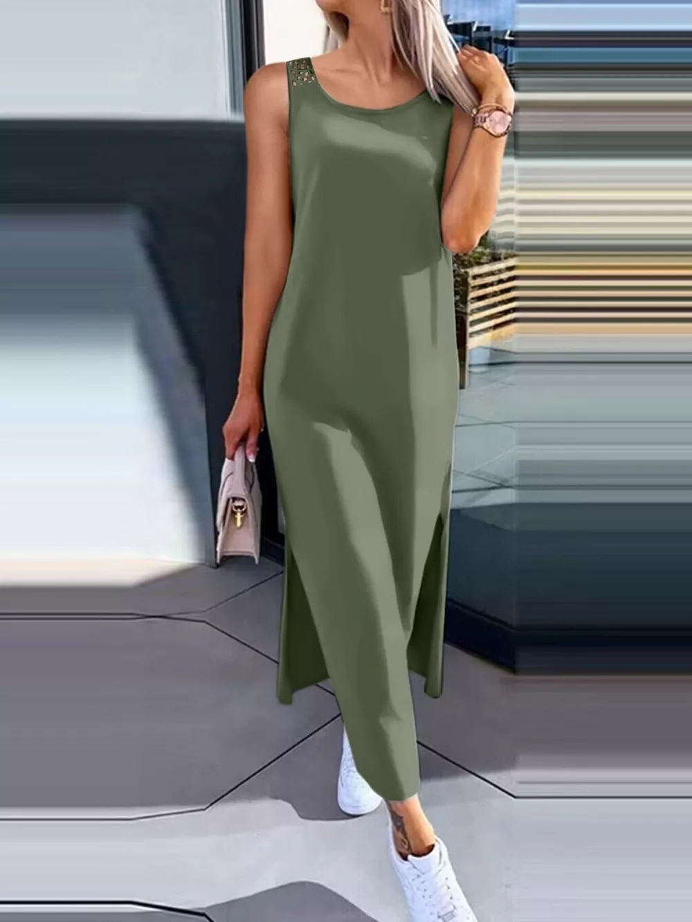 Side Slit Sleeveless Maxi Dress, image 9