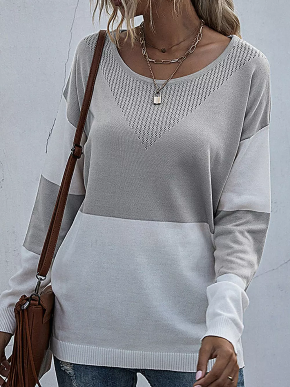 Color Block Round Neck Sweater, image 16