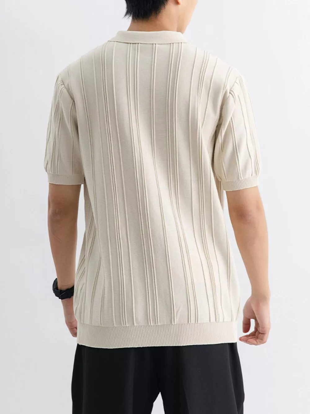 Men's Plus Size Texture Knit Short Sleeve Polo, image 4