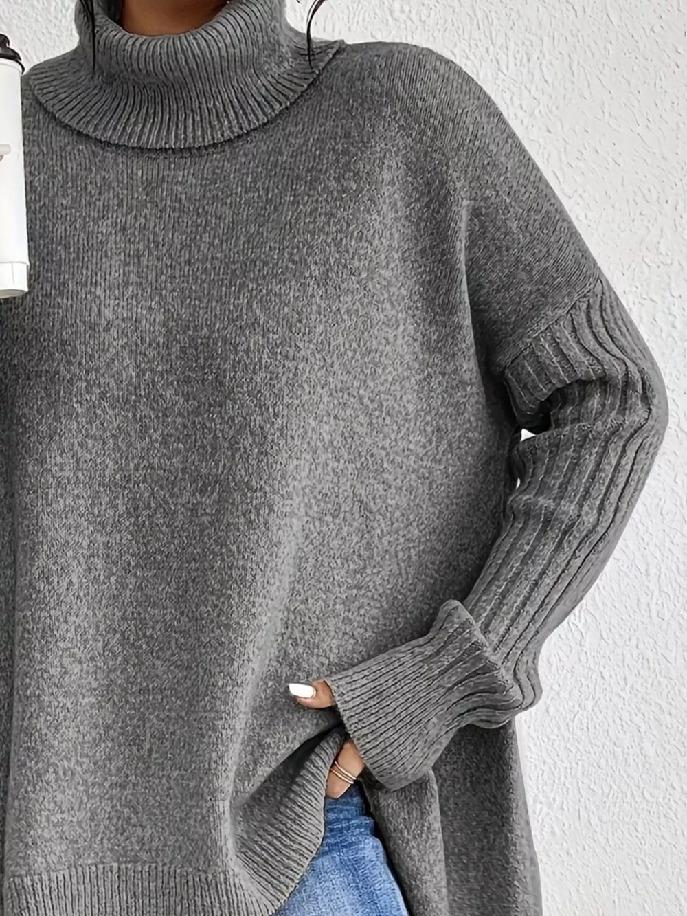 Turtleneck Dropped Shoulder Sweater, image 13