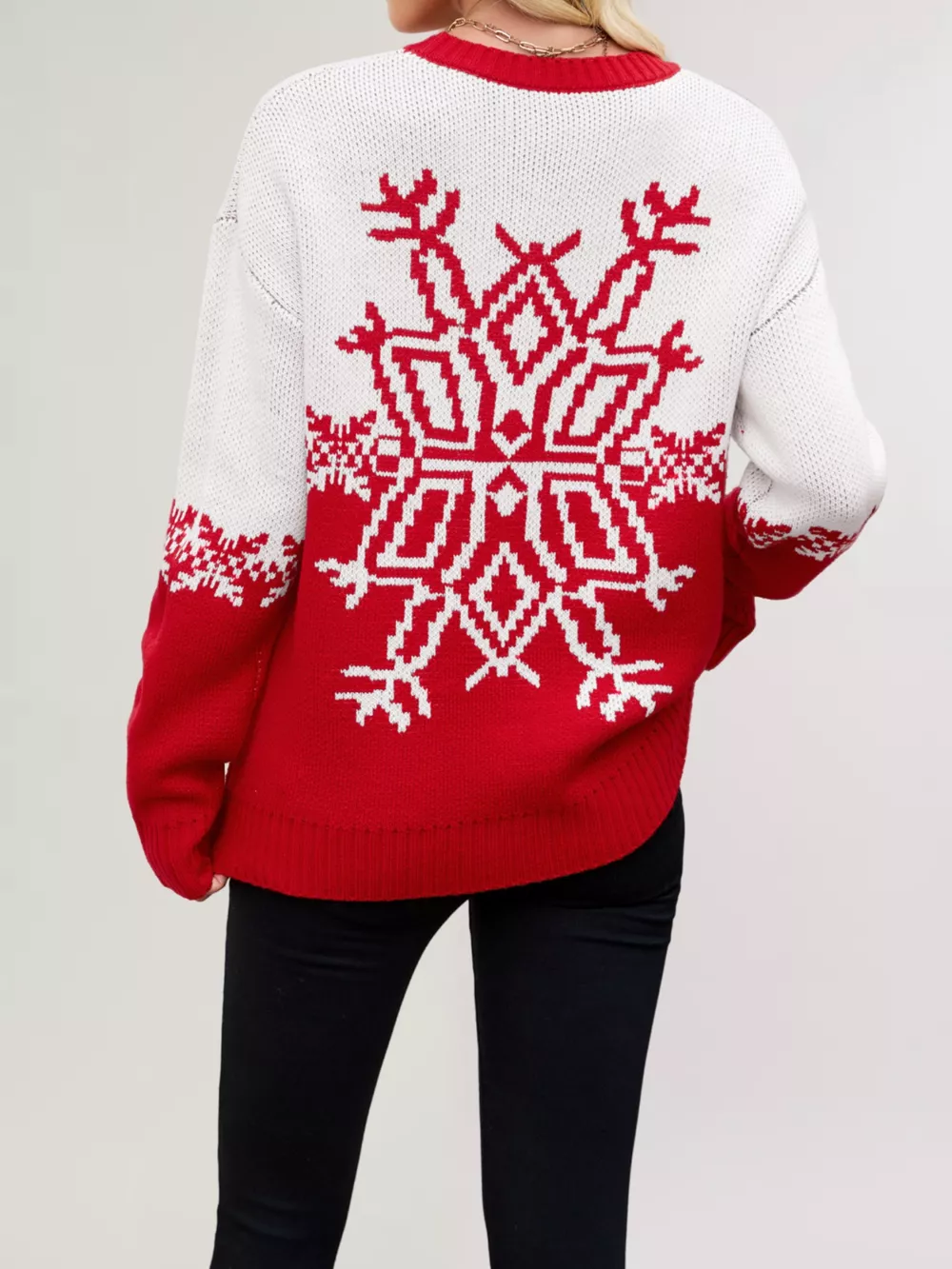 Christmas Snowflake Round Neck Sweater, image 7