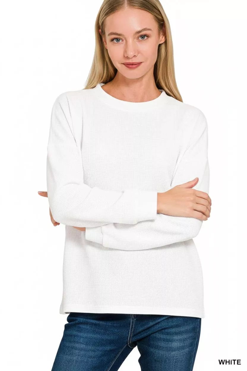 Double Knit Round Neck Long Sleeve Top, image 2