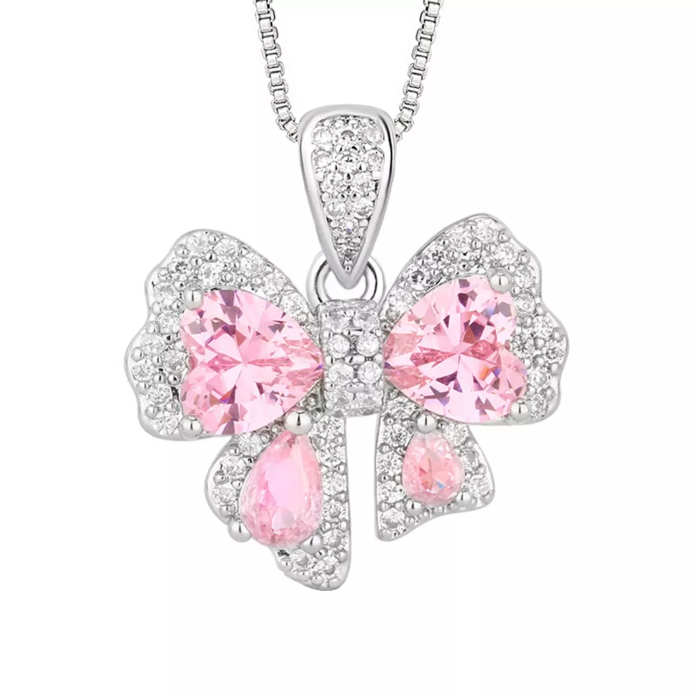 Zircon Bow Pendant Necklace, image 3
