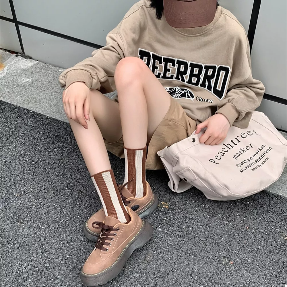 Contrast Striped Crew Socks, image 14