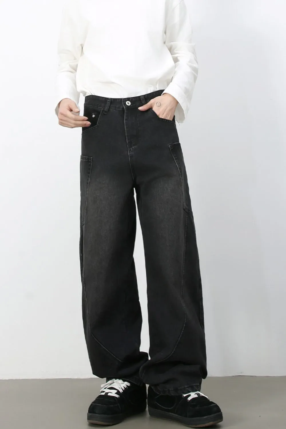 Men's Wide Leg Jeans with Pockets, image 2