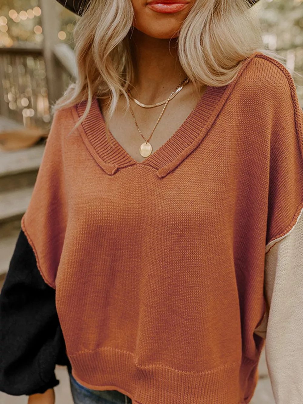 Ribbed Hem Long Sleeve Sweater, image 4