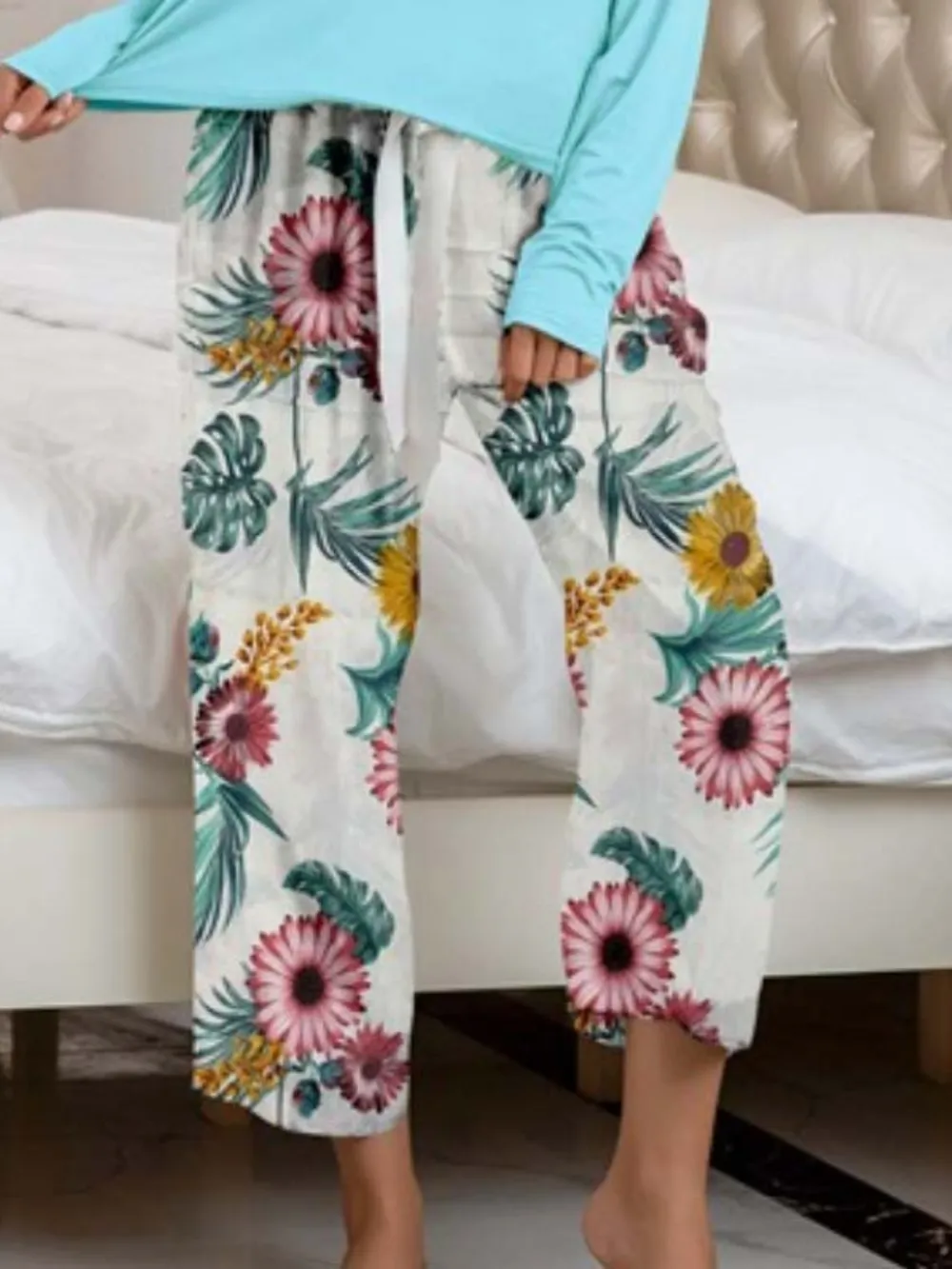 Round Neck Top and Printed Pants Lounge Set, image 27