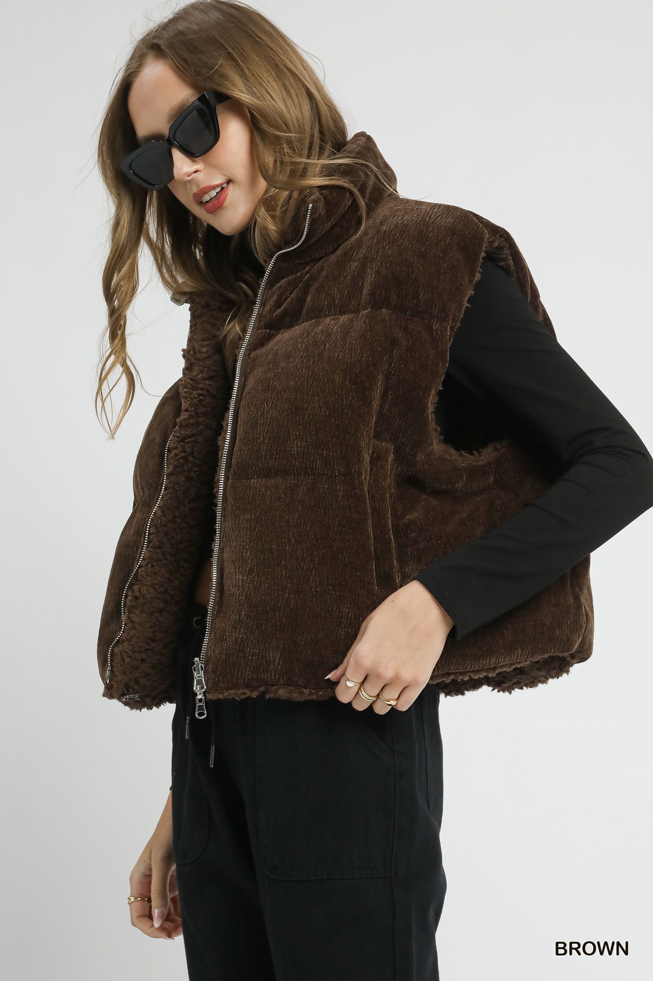 Sherpa-Lined Zip Vest with Drawstring Hem, image 4