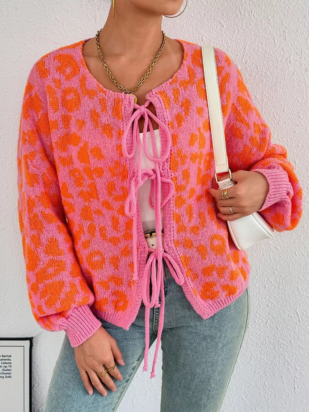 Leopard Tie Front Cardigan, image 6