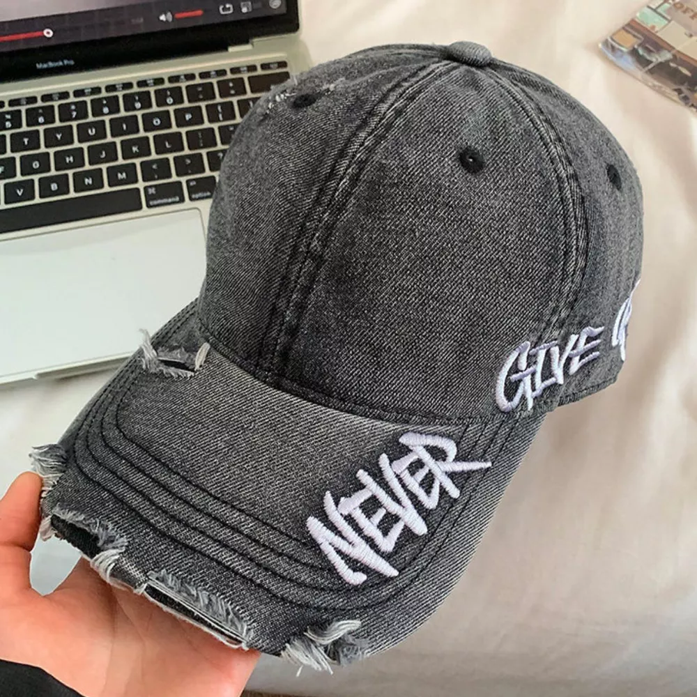 Distressed Letter Embroidered Baseball Cap, image 4