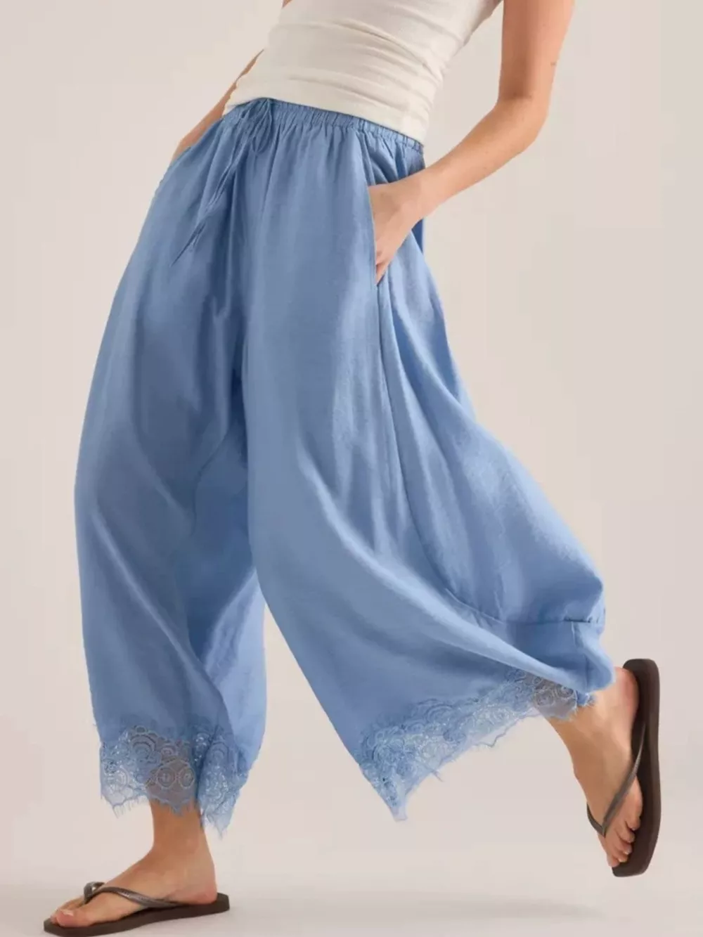 Drawstring Wide Leg Pants
