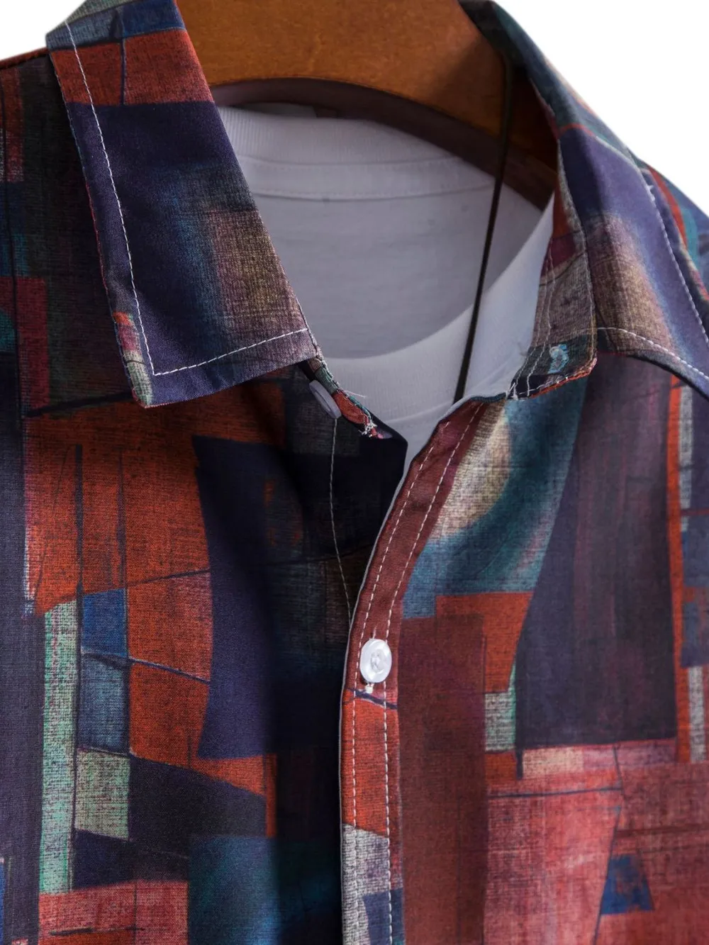 Men's Geometric Short Sleeve Button Down Shirt, image 3